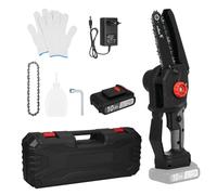 HUIOP Electric Chainsaw Mini tronçonneuse sans fil, tronçonneuse électrique de 6 pouces, batterie rechargeable de 68 VF avec or contre les éclaboussures pour couper le bois, couper les arbres