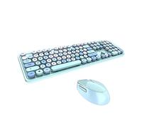HUIOP Ensemble clavier et souris Sweet Keyboard Mouse Combo couleur 2,4 G Clavier sans fil Mouse Set couvercle de touche de suspension circulaire pour PC Laptop Blue