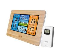 HUIOP FanJu FJ3373 météo numérique multi Réveil LCD Prévisions météo intérieures et extérieures Baro Thermo Hygro avec cap extérieur sans fil Cordon d'alimentation USB, météo numérique