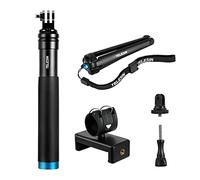 HUIOP Handheld Perche à selfie extensible en alliage d'aluminium poteau réglable avec trépied Support de téléphone portable pour smartphones caméras d'action