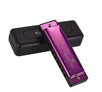 HUIOP Harmonica diatonique clé de do avec anches en ABS, surface miroir, 10 trous, harmonica bleu, parfait pour les débutants, les étudiants professionnels, les enfants, violet