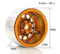 HUIOP Jante En Aluminium Beadlock Jantes Or Hub 4pcs 2.2 pouce 65 * 36mm Remplacement pour Trax4 Trax6 Axial Scx10 Rr10 Wraith Yeti 1/8 1/10 Télécommande Voiture
