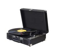 HUIOP Lecteur de disques vinyles vintage BT phonographe enregistrement USB 33/45/78 tr/min Support pour disques vinyles de 7/10/12" Platine disque portable avec haut-parleurs Entrée audio 3,5 Sortie