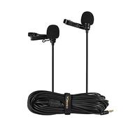 HUIOP Microphone à double tête CVM-D02 6 m Microphone à double tête Microphone à condensateur omnidirectionnel avec clip Longueur du câble 6 m Compatible avec appareil photo Canon Sony A