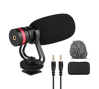HUIOP Microphone directionnel cardioïde Microphone à condensateur directionnel cardioïde avec montage antichoc Câbles de sortie audio TRS et TRRS de 3,5 mm Pare-brise en éponge pour