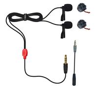 HUIOP Microphone vidéo CVM-D02 Microphone à double tête Microphone à condensateur omnidirectionnel avec clip Longueur du câble 2,5 m Compatible avec appareil photo Canon Sony A7 A6300 C