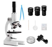 HUIOP Microscope optique monoculaire 64X-2400X pour école primaire, science, biologie expérimentale, enseignement, cadeaux d'anniversaire pour enfants