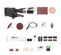 HUIOP Mini ponceuse à bande verticale et horizontale 350 W, ponceuse électrique, polisseuse, ponceuse, meuleuse, petite machine à bande de sable, régulation de vitesse continue avec 10 bandes de