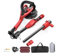 HUIOP Ponceuse pour cloison sèche Ponceuse murale de 750 W avec 14 disques de ponçage 6 vitesses variables 1000-1850 tr/min Ponceuse électrique pour cloison sèche avec lumière LED Poignée pliable et