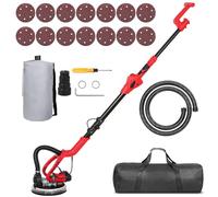 HUIOP Ponceuse pour cloison sèche Ponceuse murale de 750 W avec 14 disques de ponçage 6 vitesses variables 1000-1850 tr/min Ponceuse électrique pour cloison sèche avec lumière LED Poignée pliable et