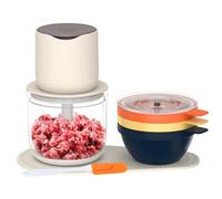 HUIOP Processeur d'aliments, hachoir à légumes multifonctionnel avec récipient de 600 ml, hachoir à viande électrique rechargeable de 150 W et 1500 mAh, mini processeur d'aliments avec bol de 3 x 240