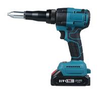 HUIOP Riveteuse à batterie au lithium portable, 21 V, électrique, automatique, sans balais, kit d'outils avec batterie et chargeur pour rivets 1/8", 5/32" et 3/16"