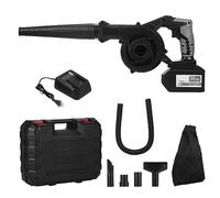 HUIOP Souffleur à feuilles sans fil 21 V 6,0 A Lithium 2 en 1 Balayeuse et aspirateur Souffleur d'air électrique Nettoyeur d'ordinateur Kit d'outils électriques de jardin avec tuyau d'aspiration