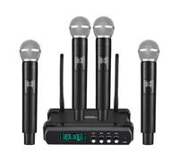 HUIOP Système de microphone sans fil récepteur avec micro portable sans fil Réduction du bruit en bande V pour cinéma maison Karaoké Discours à l'église Fête de mariage Chant Microphone sans fil Dista