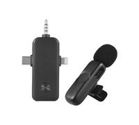 HUIOP Système de microphone sans fil Un microphone réduction du bruit puce DSP intégrée Transmission sans fil de 2,4 GHz Microphone avec clip de cou professionnel pour téléphones et ordinateurs
