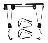 HUIOP Système de poulie élévatrice pour vélos, stockage dans le garage, avec support de 60 kg, crochet de plafond résistant pour vélos, garage pour palan de vélo