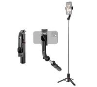 HUIOP Trépied de bureau multifonction pour perche à selfie de 45,6 pouces avec tige télescopique 6 sections avec clip pour téléphone Double lumières de remplissage de beauté détachables et télécommand