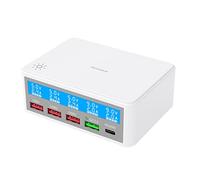 HUIOP ur USB mulle 65W Stations de USB à 5 Ports avec écran LCD PD 20W + QC3.0 ur Rapide ur de concentrateur USB Multi-Ports pour téléphones intelligents, tablettes, écouteurs
