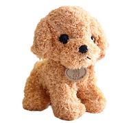 HUIOP Vente en gros de simulation de chien en peluche en peluche poupée chiot poupée de chien mignon caniche à envoyer aux cadeaux de préhension TeddyDog - Beige 25 cm