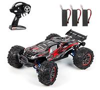 HUIOP Voiture télécommandée F14A haute vitesse 1/10 2,4 GHz Voiture de course 70 km/h 4WD Voiture tout-terrain sans balais avec pièces métalliques C Hub Carrier Bras de suspension 3 batteries, 2,4 GHz