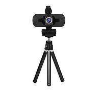 HUIOP WebCamera Caméra de vidéoconférence grand angle 1080p USB Plug & Play avec couvercle d'objectif et trépied pour boîtier TV de bureau pour ordinateur portable