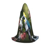 HUIopq Belle cape à capuche avec imprimé cacatoès et fleur pour cosplay, festival, carnaval, famille, vacances, aventures en plein air