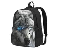 HUIopq Blue Eyes Wolf Print Sac à dos de voyage unisexe grande capacité pour les trajets au travail et les aventures en plein air
