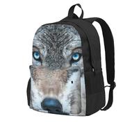 HUIopq Blue Eyes Wolf Print Sac à dos de voyage unisexe grande capacité pour les trajets au travail et les aventures en plein air