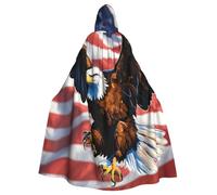 HUIopq Cape à capuche Aigle avec drapeau des États-Unis pour carnaval | Costume polyvalent pour adulte - 185 cm - Accessoire de déguisement de magicien de Noël