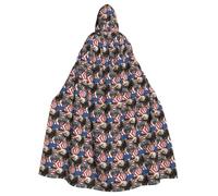 HUIopq Cape à capuche Aigle avec drapeau des États-Unis pour carnaval | Costume polyvalent pour adulte - 185 cm - Accessoire de déguisement de magicien de Noël