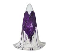 HUIopq Cape à capuche avec imprimé amour violet pour cosplay, festival, carnaval, famille, vacances, aventures en plein air