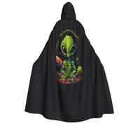 HUIopq Cape à capuche avec imprimé extraterrestre vert pour carnaval | Capes de sorcière pour adulte 190 cm Accessoire de fête de Noël