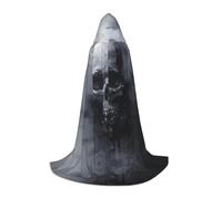 HUIopq Cape à capuche avec imprimé tête de mort fantôme pour cosplay, festival, carnaval, famille, vacances, aventures en plein air