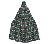HUIopq Cape à capuche imprimée astronaute et extraterrestre pour carnaval | Capes de sorcière pour adulte 190 cm Accessoire de fête de Noël