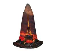 HUIopq Cape à capuche imprimée Tour de Paris pour cosplay, festival, carnaval, famille, vacances, aventures en plein air