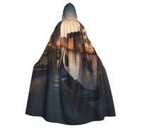 HUIopq Cape à capuche imprimée Venise Night Carnaval Halloween Cosplay | Costume polyvalent pour adulte - 185 cm - Accessoire de déguisement de magicien de Noël
