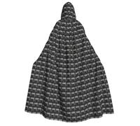HUIopq Cape à capuche noire avec imprimé classique pour cosplay, bal masqué, carnaval, festival, sorties, événements