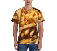 HUIopq Fast Food Impression Loisirs Vêtements de tous les jours T-Shirt Hommes Manches Courtes Entraînement Élégant Été Respirant, Noir , M