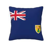HUIopq Housse de coussin carrée avec imprimé drapeau des îles Turques et Caïques - Doux pour la peau - Respirant - Utilisation polyvalente