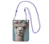 HUIopq I Love Alpagas Imprimé Femmes Hommes Téléphone Sac à Bandoulière Voyage Course Randonnée Shopping Usage quotidien Portefeuille à bandoulière, violet, Taille unique