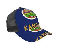 HUIopq Kansas State Flag Print Casquette de baseball en maille respirante confortable pour le sport, la course à pied, le golf, les activités de plein air Noir