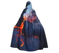HUIopq Kilauea Cape à capuche douce avec imprimé volcans pour cosplay, bal masqué, carnaval, festival, sortie, événements