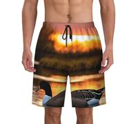 HUIopq Loon Nature Oiseau Imprimé Short de Bain Pratique Respirant Sport Activewear Confortable Plage Surf Été, Noir , 3XL