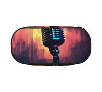 HUIopq Microphone avec impression notes de musique Grande capacité Trousse polyvalente pour l'école, le bureau, le maquillage, accessoire de voyage, Noir , Taille unique, Organiseur de sac