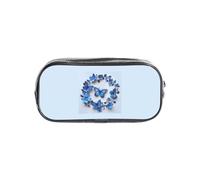 HUIopq Pochette de rangement transparente pour crayons de bureau et de voyage Motif papillons bleus