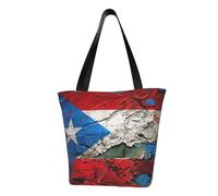 HUIopq Porto Rico Papier peint Drapeau Imprimé Sac d'été léger Sac fourre-tout Sangle réglable Pratique Voyage Plage Usage quotidien