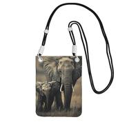 HUIopq Sac à bandoulière avec imprimé éléphant et jeune éléphant pour femme et homme - Pour voyage, course à pied, randonnée, shopping, usage quotidien, Noir , Taille unique