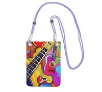 HUIopq Sac à bandoulière coloré avec imprimé guitares acoustiques et guitares, pour voyage, course, randonnée, shopping, usage quotidien, violet, Taille unique