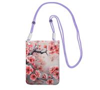 HUIopq Sac à bandoulière japonais imprimé fleurs de cerisier pour femme et homme - Pour voyage, course à pied, randonnée, shopping, usage quotidien, violet, Taille unique