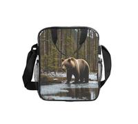 HUIopq Sac à déjeuner isotherme transparent avec imprimé ours blanc et marron